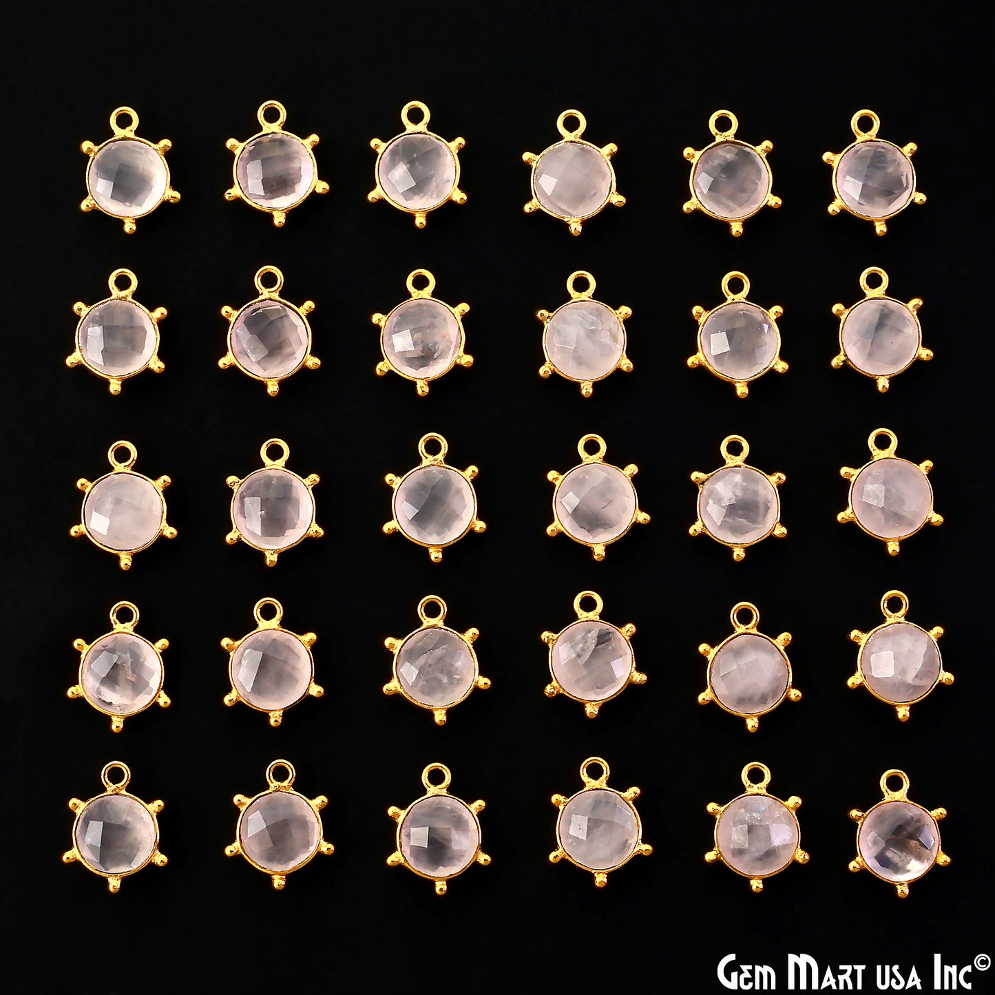 Round 13x11mm Design Bezel Gold Plated Single Bail Gemstone Connector