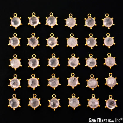 Round 13x11mm Design Bezel Gold Plated Single Bail Gemstone Connector