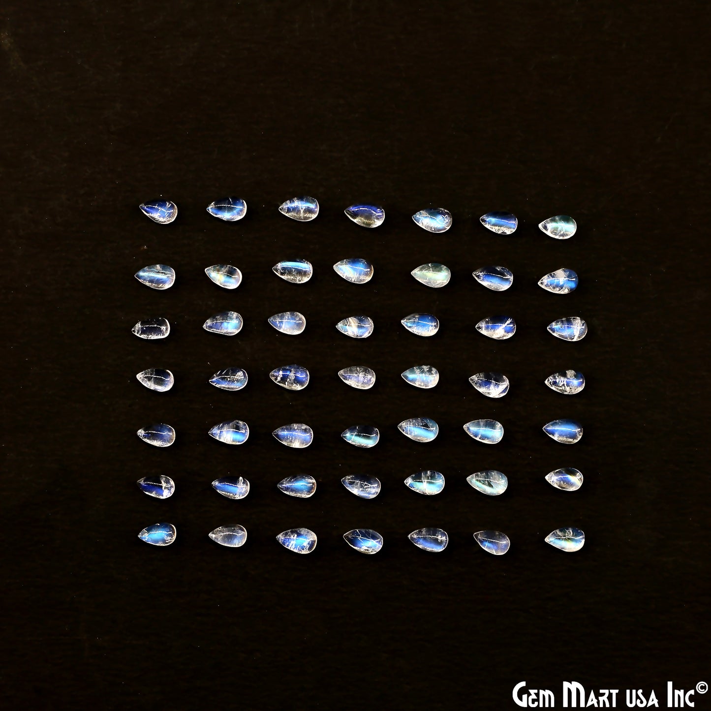 Rainbow Moonstone Wholesale Gemstones, 100% Natural Semi-Precious Gems, Rainbow Cabochons Loose Gems, 3x5mm, Pear, 5 Carats