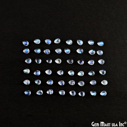 Rainbow Moonstone Wholesale Gemstones, 100% Natural Semi-Precious Gems, Rainbow Cabochons Loose Gems, 3x4mm, Pear, 5 Carats