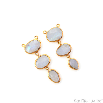 Rainbow Moonstone 48x17mm Double Bail Chandelier Finding Component