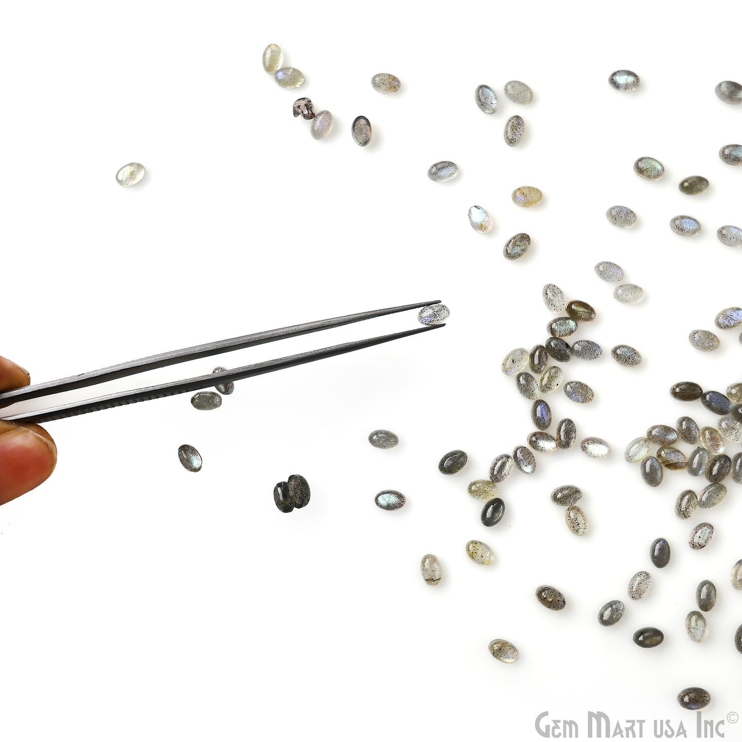 Labradorite Wholesale Gemstones, 100% Natural Semi-Precious Gems, Grey Cabochons Loose Gems, 6x4mm, Oval, 5 Carats