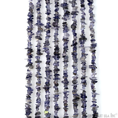 Iolite Chip Beads, 34 Inch, Natural Chip Strands, Drilled Strung Nugget Beads, 3-7mm, Polished, GemMartUSA (CHIO-70001)