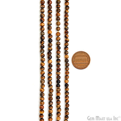 Tiger Eye Smooth Round Drilled Beads 3-5mm Waist Beads, Rondelle Bead Strand 13 Inch