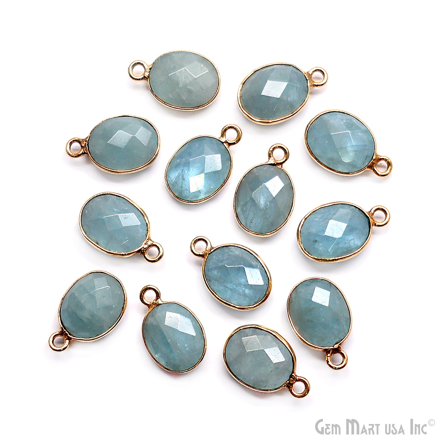 Oval 8x10mm Gold Bezel Single Bail Gemstone Connector