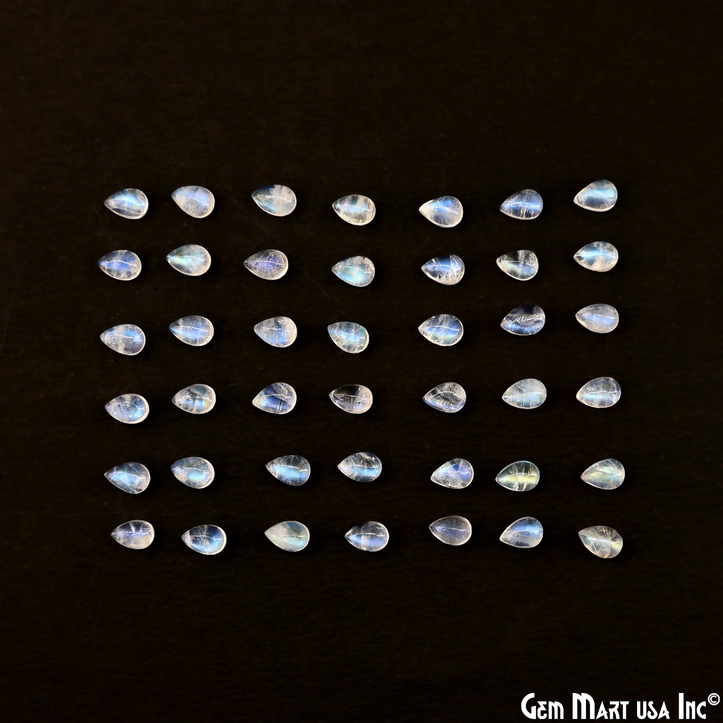 Rainbow Moonstone Pears Cabochon, 6x4mm, 5 Carats, 100% Natural Cabochon Loose Gems, Wholesale Gemstones