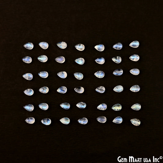 Rainbow Moonstone Pears Cabochon, 6x4mm, 5 Carats, 100% Natural Cabochon Loose Gems, Wholesale Gemstones