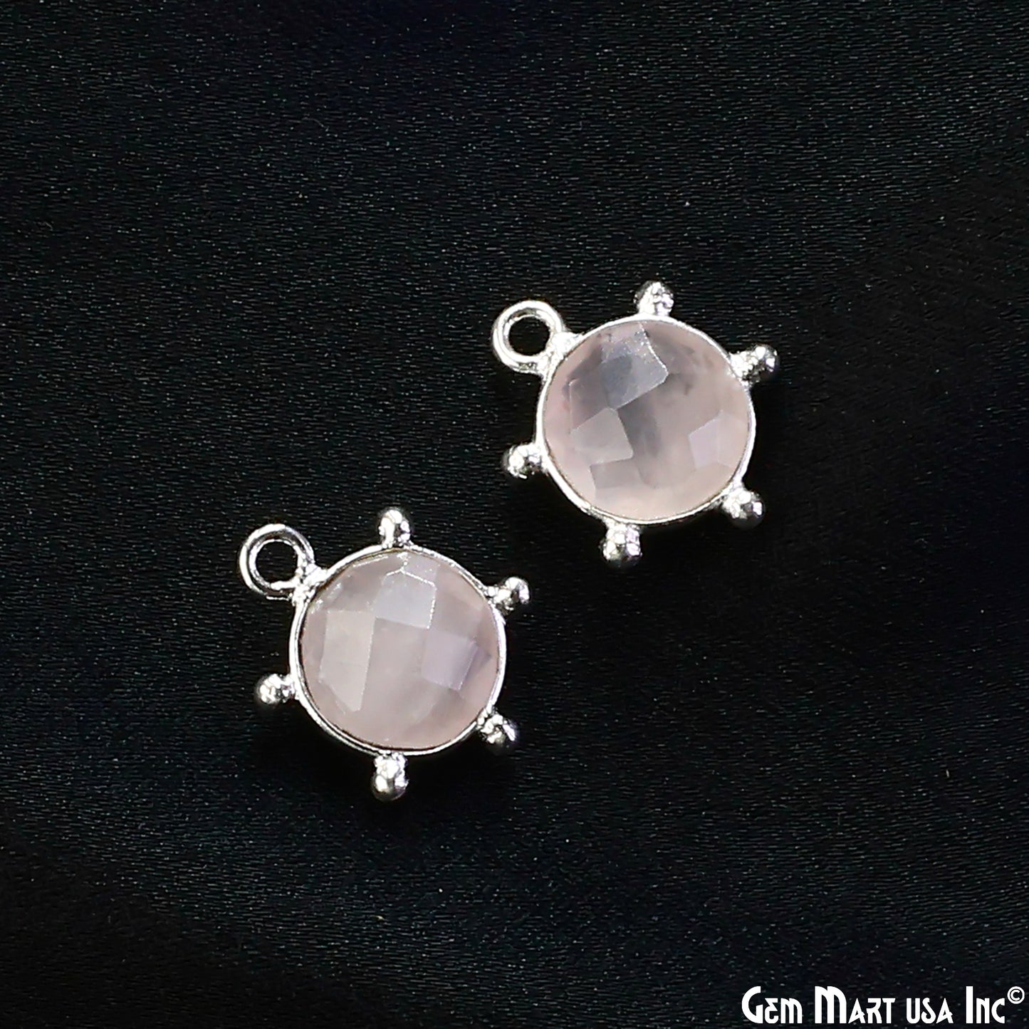 Round 13x11mm Design Bezel Single Plated Single Bail Gemstone Connector