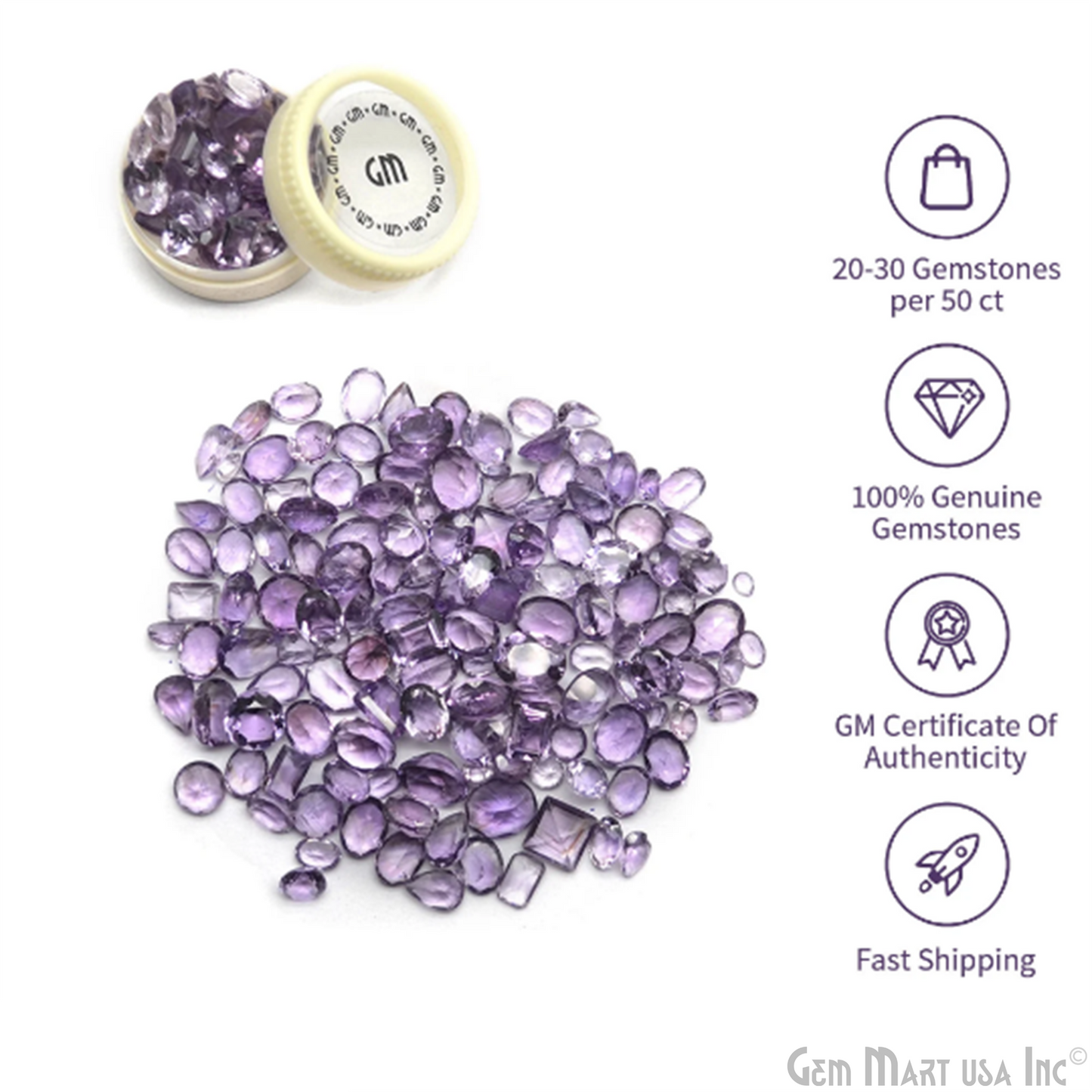 Wholesale Faceted Gemstones, 100% Natural Semi-Precious Gems,  Faceted Loose Gems, 4-8mm, Mixed, 50 Carats