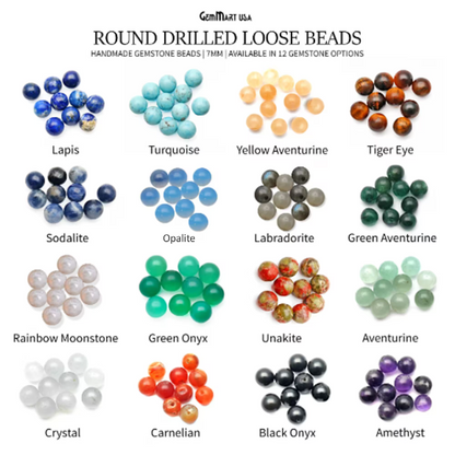 Wholesale Cabochons Gemstones, 100% Natural Precious Gems,  Cabochons Loose Gems, 7mm, Round, 10PC