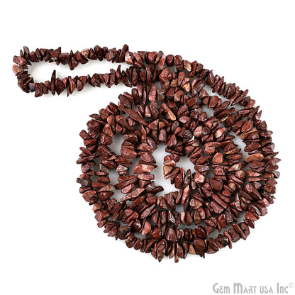 Red Jasper Chip Beads, 34 Inch, Natural Chip Strands, Drilled Strung Nugget Beads, 3-7mm, Polished, GemMartUSA (CHRJ-70001)