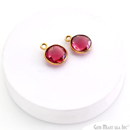 Round 8mm Single Bail Gold Plated Bezel Gemstone Connectors