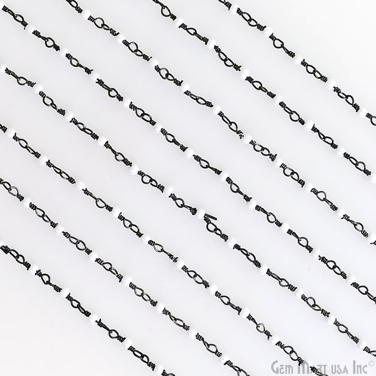 Synthetic Pearl Cabochon Beads 2-2.5mm Oxidized Gemstone Rosary Chain