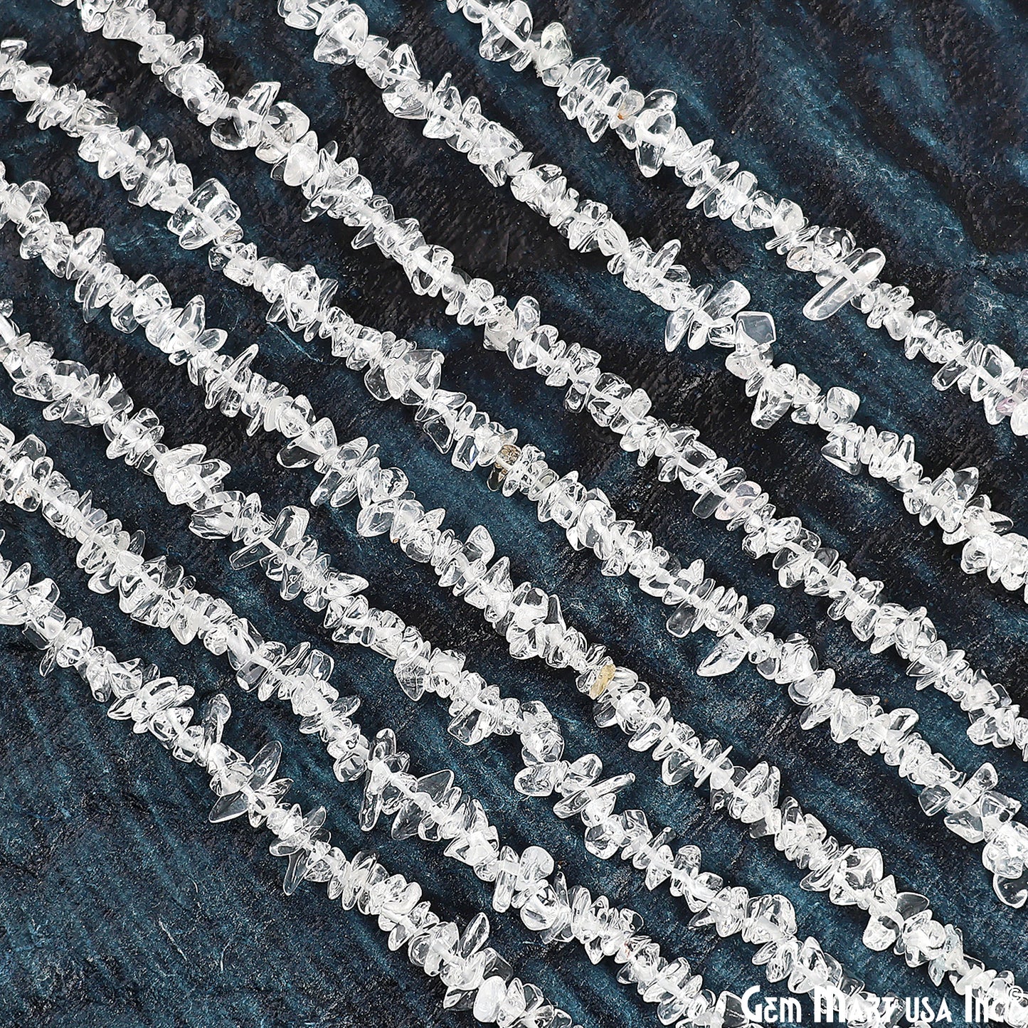 Crystal Chip Beads, 34 Inch, Natural Chip Strands, Drilled Strung Nugget Beads, 7-10mm, Polished, GemmartUSA (CHCY-70001)