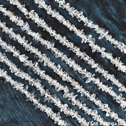 Crystal Chip Beads, 34 Inch, Natural Chip Strands, Drilled Strung Nugget Beads, 7-10mm, Polished, GemmartUSA (CHCY-70001)