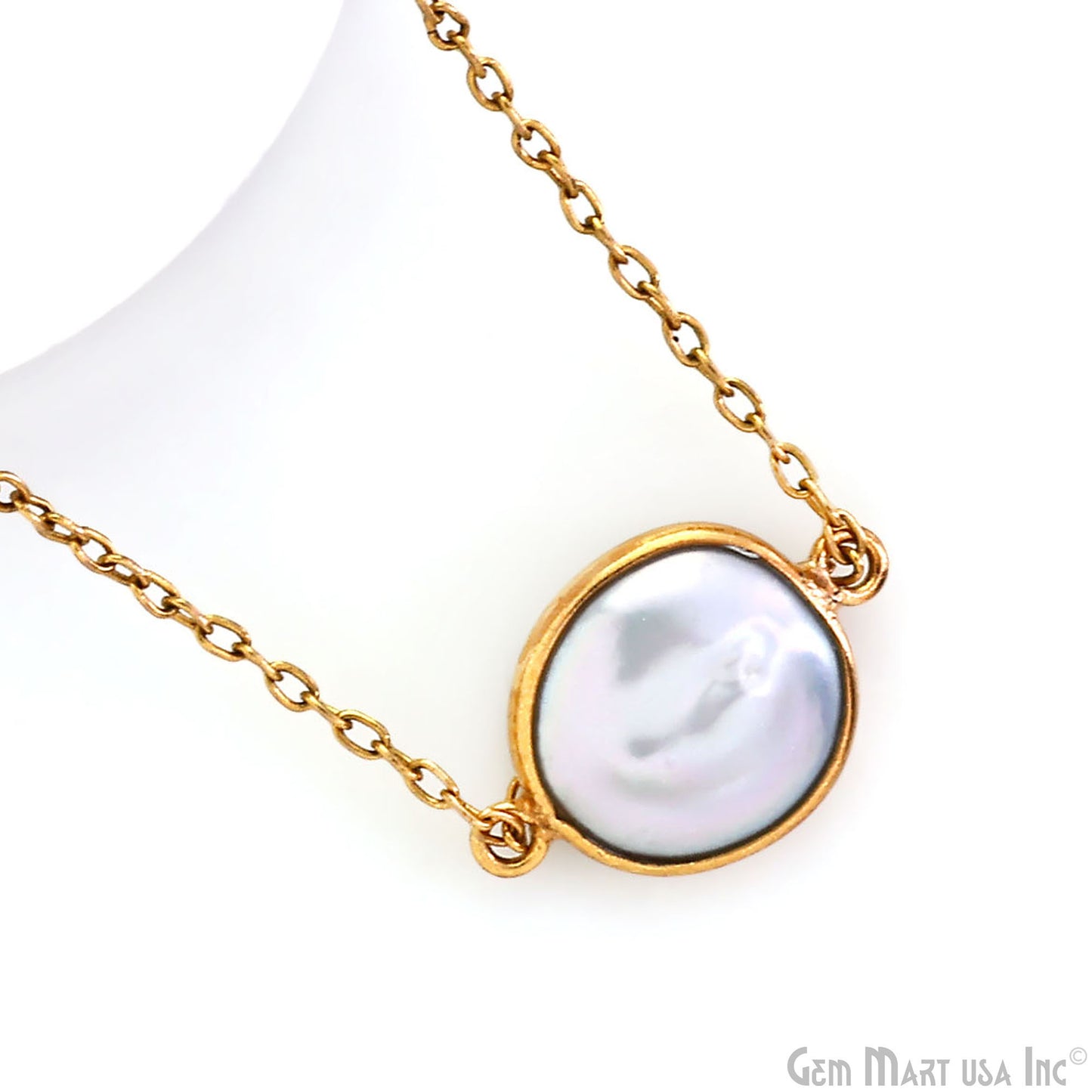 Round 12mm Double Bail Gold Bezel Gemstone Connector