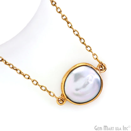 Round 12mm Double Bail Gold Bezel Gemstone Connector