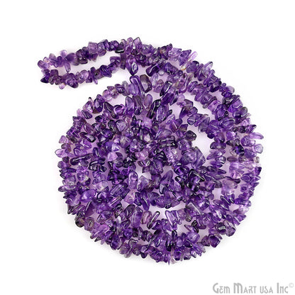 Amethyst Chip Beads, 34 Inch, Natural Chip Strands, Drilled Strung Nugget Beads, 3-7mm, Polished, GemMartUSA (CHAA-70001)