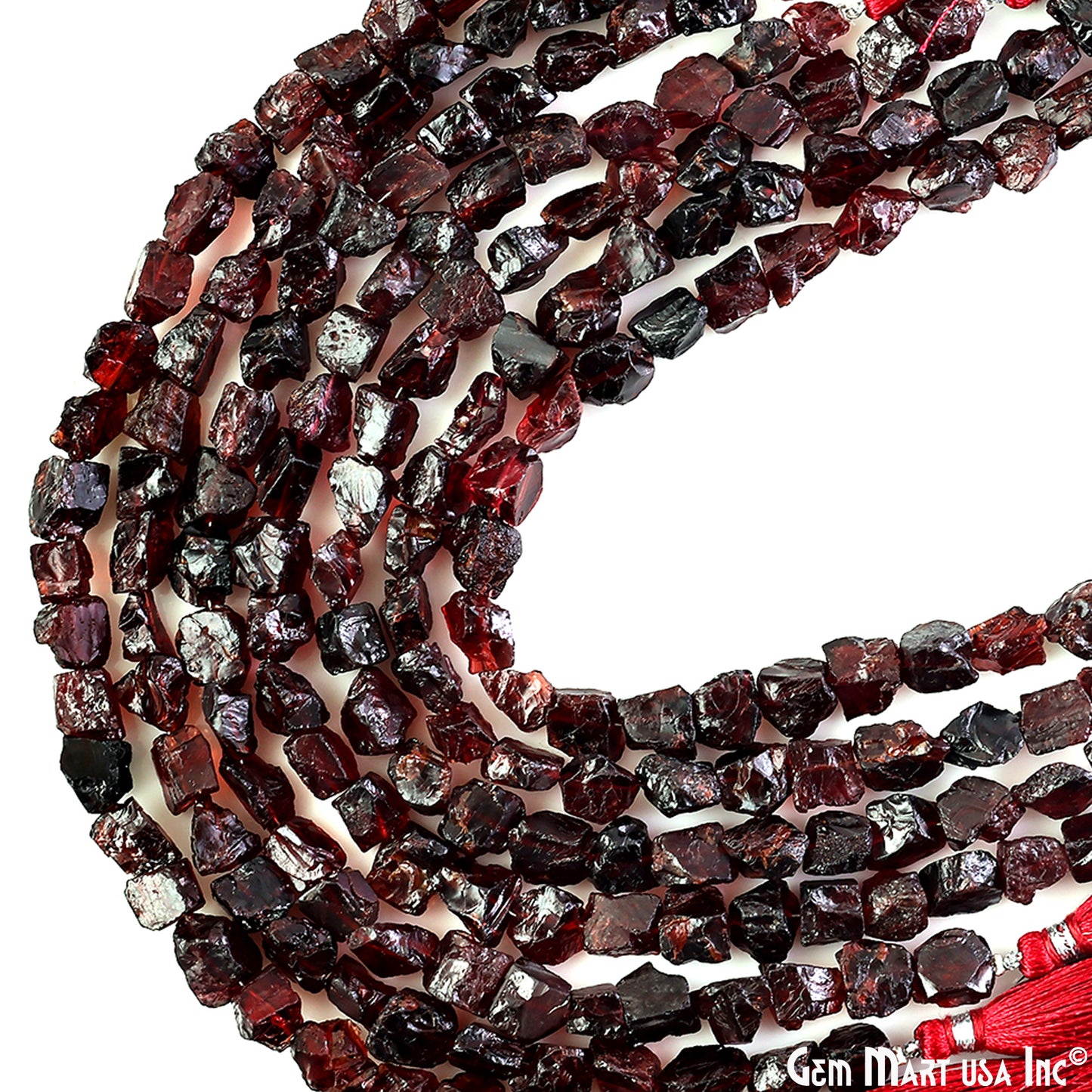 Garnet Rough Beads, 9 Inch Gemstone Strands, Drilled Strung Briolette Beads, Free Form, 7x5mm