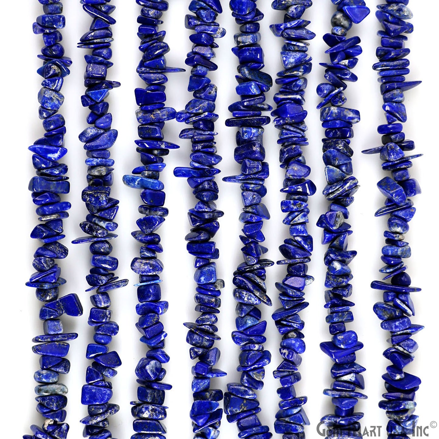 Lapis Chip Beads, 34 Inch, Natural Chip Strands, Drilled Strung Nugget Beads, 3-7mm, Polished, GemMartUSA (CHLP-70001)