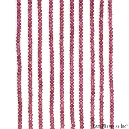 Pink Tourmaline Rondelle Beads, 12-13 Inch Gemstone Strands, Drilled Strung Nugget Beads, Faceted Round, 3mm