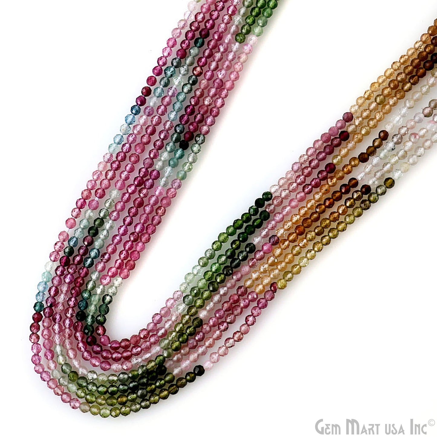 Rondelle Beads, 12-13 Inch Bead Strands, Natural Strung Gemstone, 2-2.5mm, Faceted, GemMartUSA (70000)