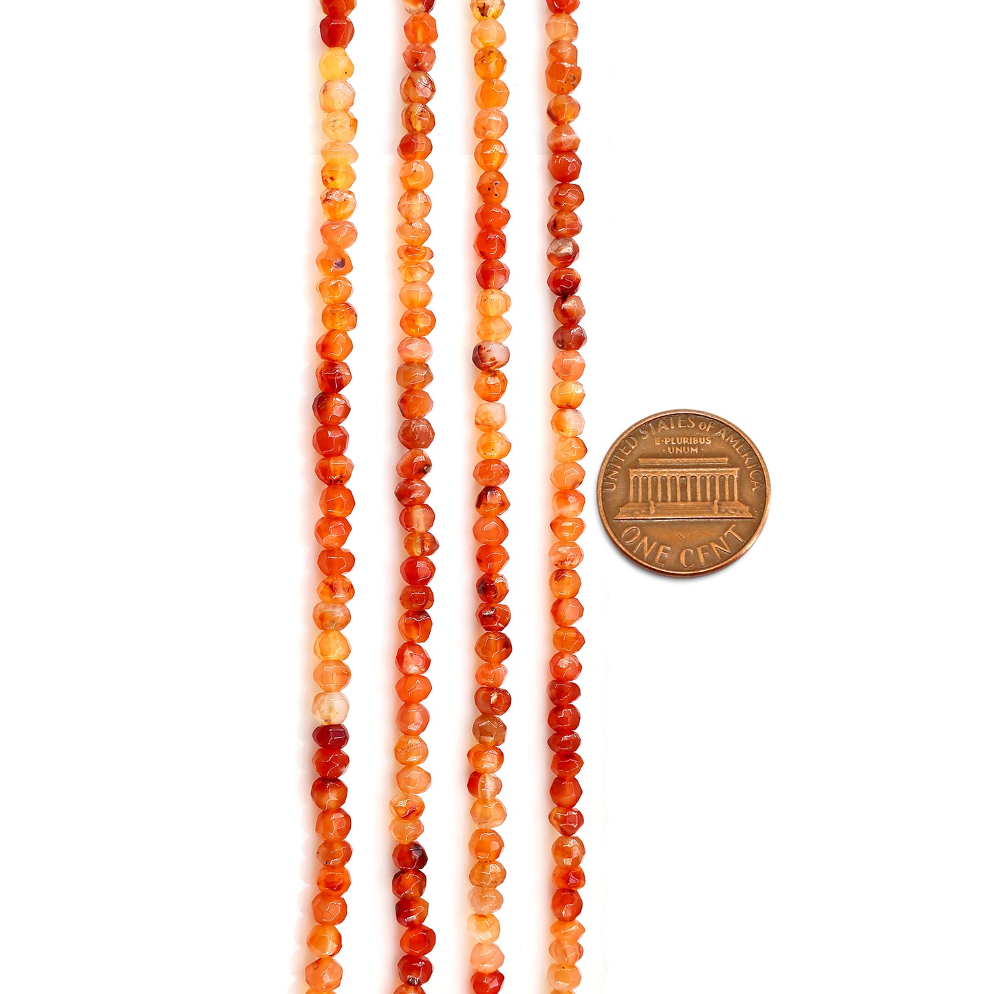 Carnelian Faceted Drilled Beads 5-7mm Waist Beads, Rondelle Bead Strand 13 Inch
