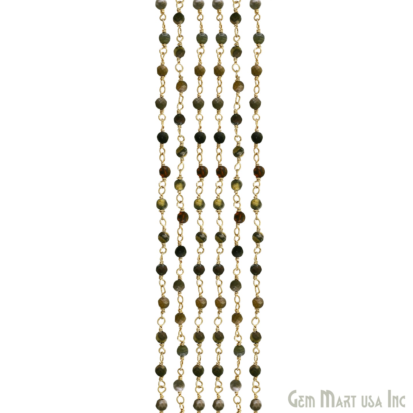 Bumble Bee 3-3.5mm Gold Plated Beaded Wire Wrapped Rosary Chain