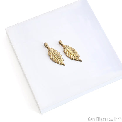 Brass Leaf Shaped Antique Pendant Charms, Gold Plated Fern Charm for Jewelry Making Supply, Tribal Boho Charms, gift for mom & her