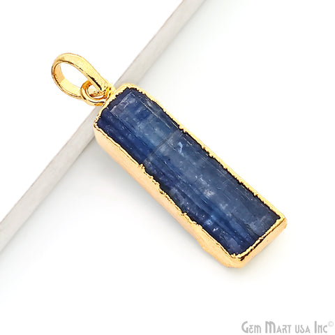 Kyanite Free Form 31x10mm Gold Electroplated Gemstone Single Bail Pendant