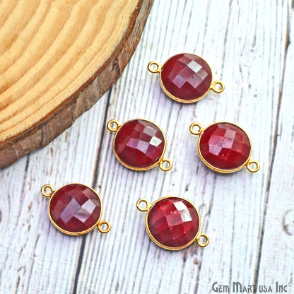 Round 12mm Double Bail Gold Plated Gemstone Bezel Connector