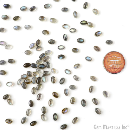Labradorite Wholesale Gemstones, 100% Natural Semi-Precious Gems, Grey Cabochons Loose Gems, 6x4mm, Oval, 5 Carats