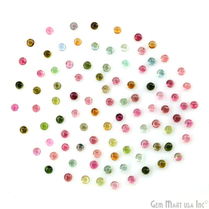 Multi Tourmaline Wholesale Gemstones, 100% Natural Semi-Precious Gems, Multi Color Cabochons Loose Gems, 4mm, Round, 5 Carats