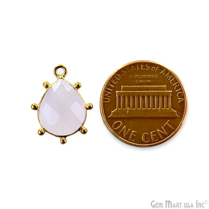 Pears 18x13mm Design Bezel Gold Plated Single Bail Gemstone Connector