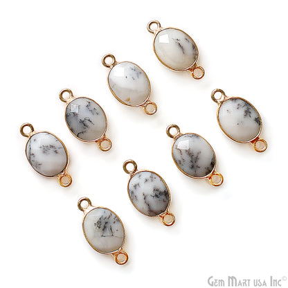Oval 8x10mm Gold Bezel Double Bail Gemstone Connector