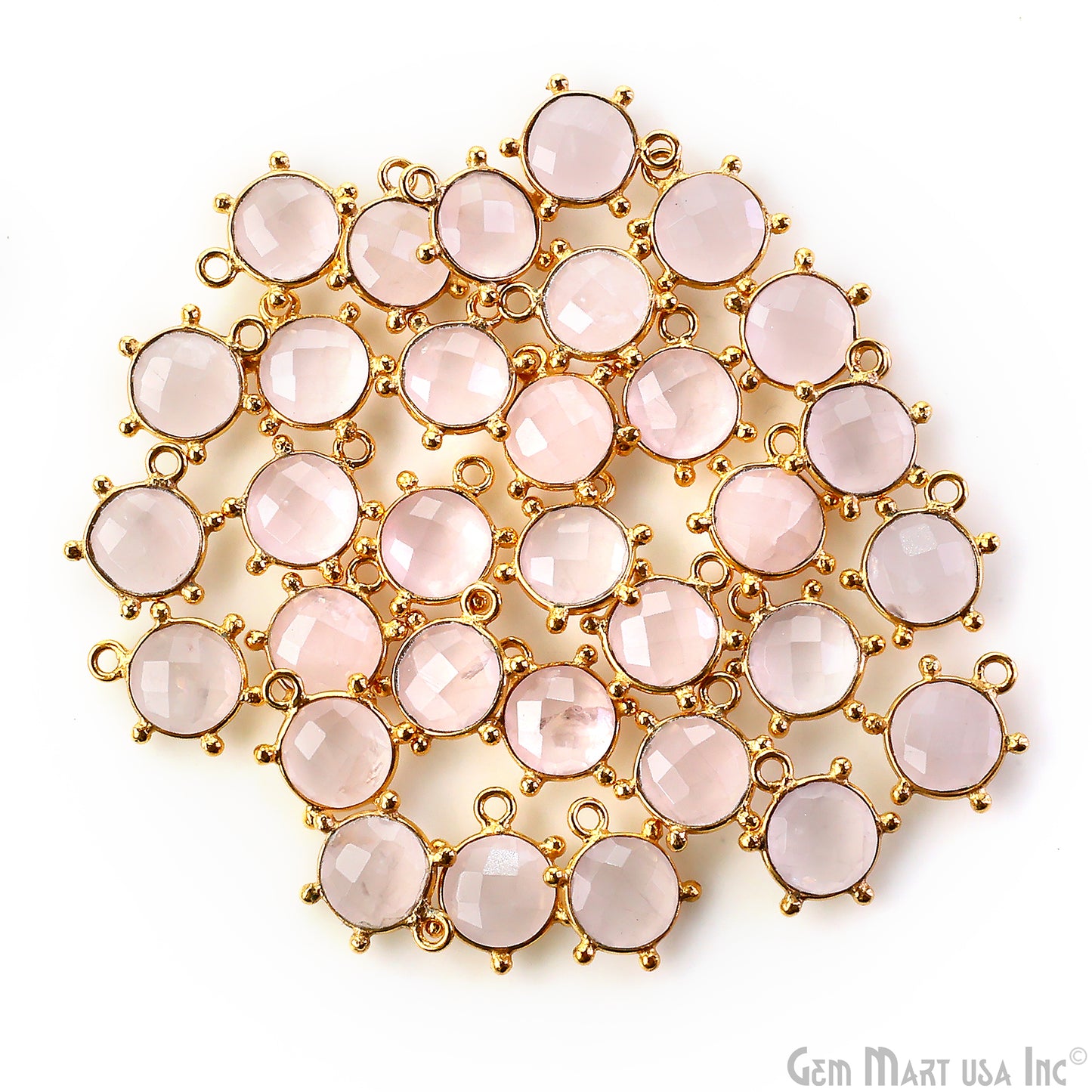 Round 13x11mm Design Bezel Gold Plated Single Bail Gemstone Connector