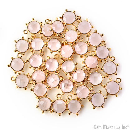 Round 13x11mm Design Bezel Gold Plated Single Bail Gemstone Connector