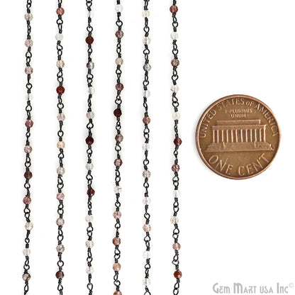 Copper Rutile Faceted 2.5-3mm Oxidized Beaded Wire Wrapped Rosary Chain