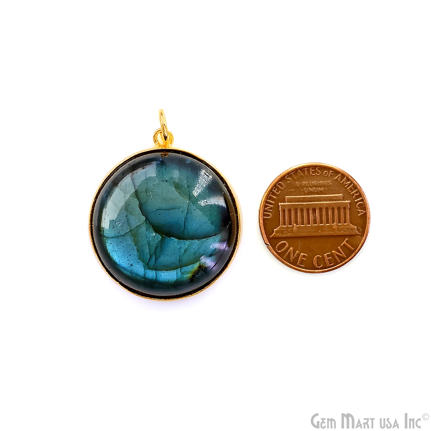 Round 30x26mm Cabochon Gold Plated Single Bail Gemstone Connector
