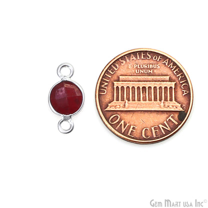 Round 6mm Double Bail Silver Gemstone Bezel Connector