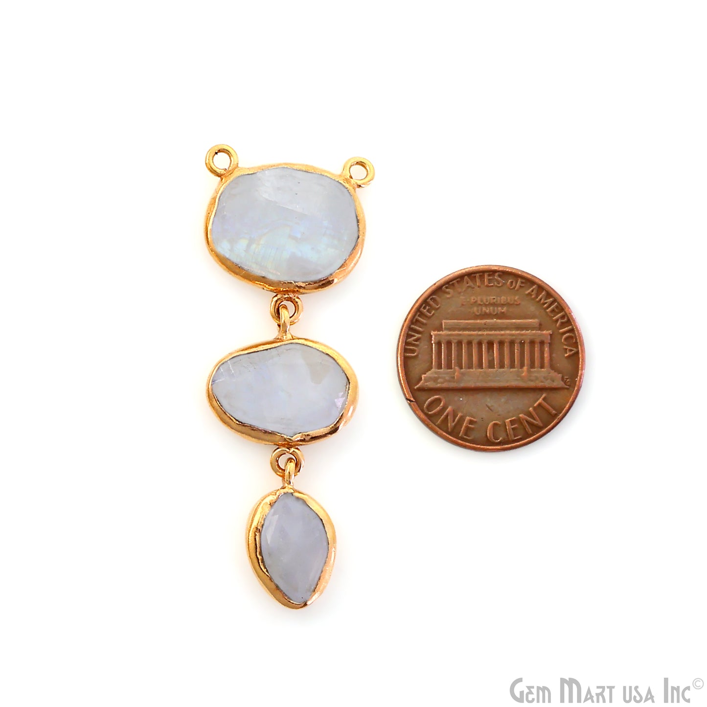Rainbow Moonstone 48x17mm Double Bail Chandelier Finding Component