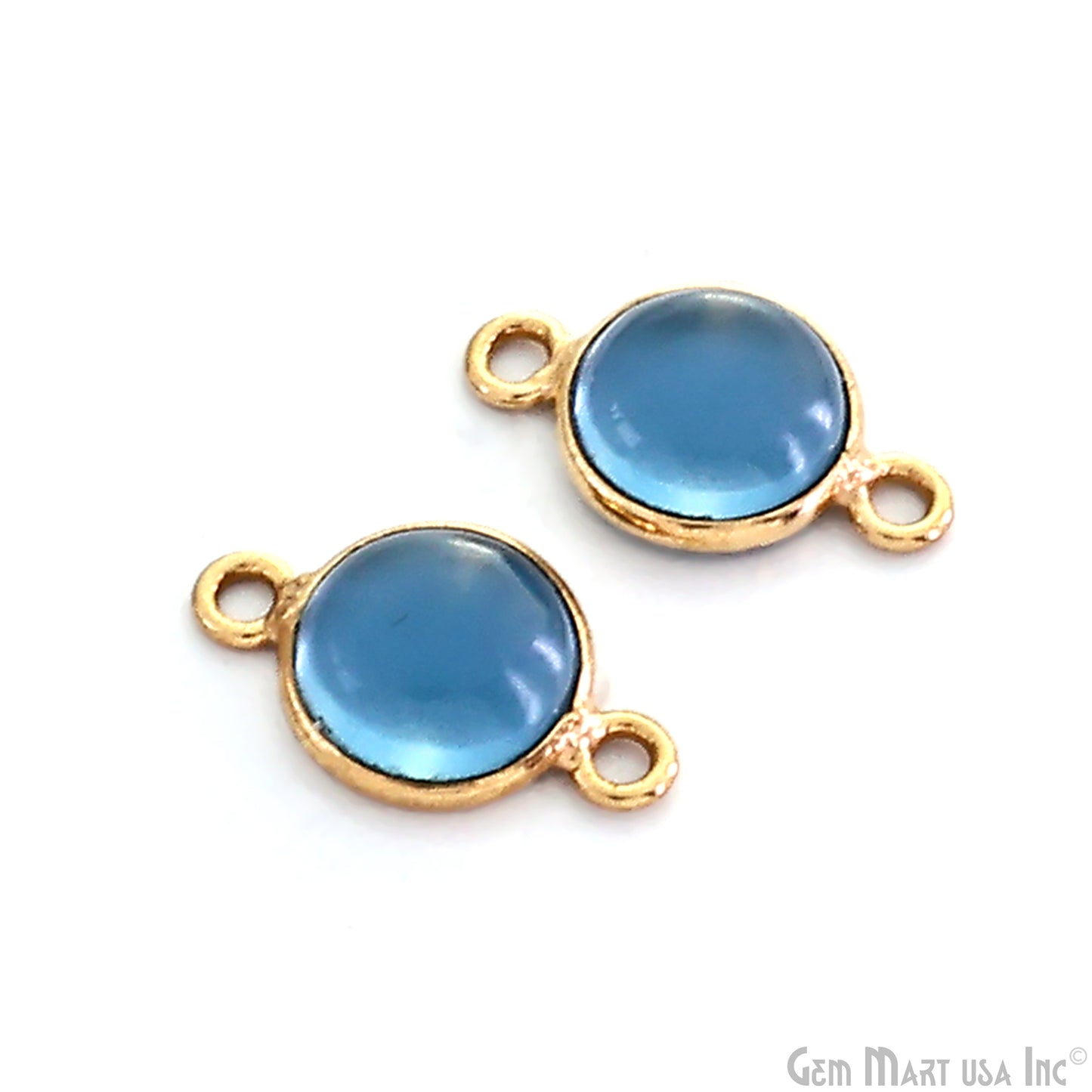 Round Shape 8mm Double Bail Gold Bezel Gemstone Cabochon Connector