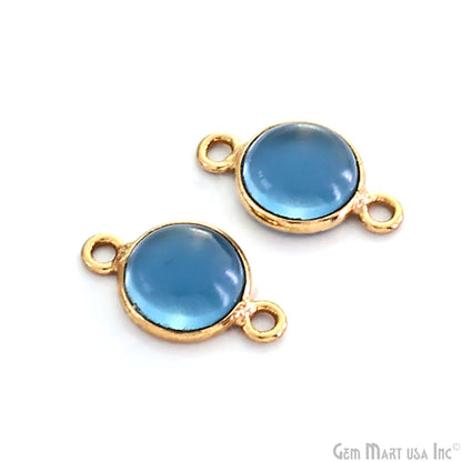 Round Shape 8mm Double Bail Gold Bezel Gemstone Cabochon Connector