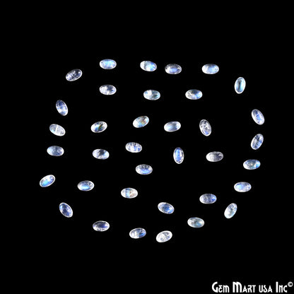 Rainbow Moonstone Wholesale Gemstones, 100% Natural Semi-Precious Gems, Rainbow Cabochons Loose Gems, 3x5mm, Oval, 5 Carats