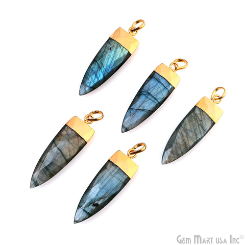 Labradorite Triangle 40x12mm Gold Single Bail Pendant