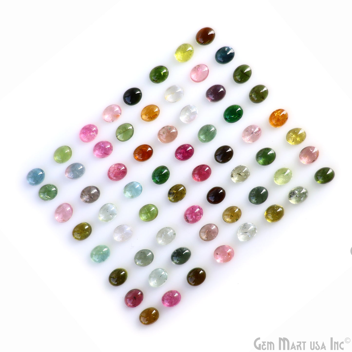 Multi Tourmaline Wholesale Gemstones, 100% Natural Semi-Precious Gems, Multi Color Cabochons Loose Gems, 5x6mm, Oval, 5 Carats