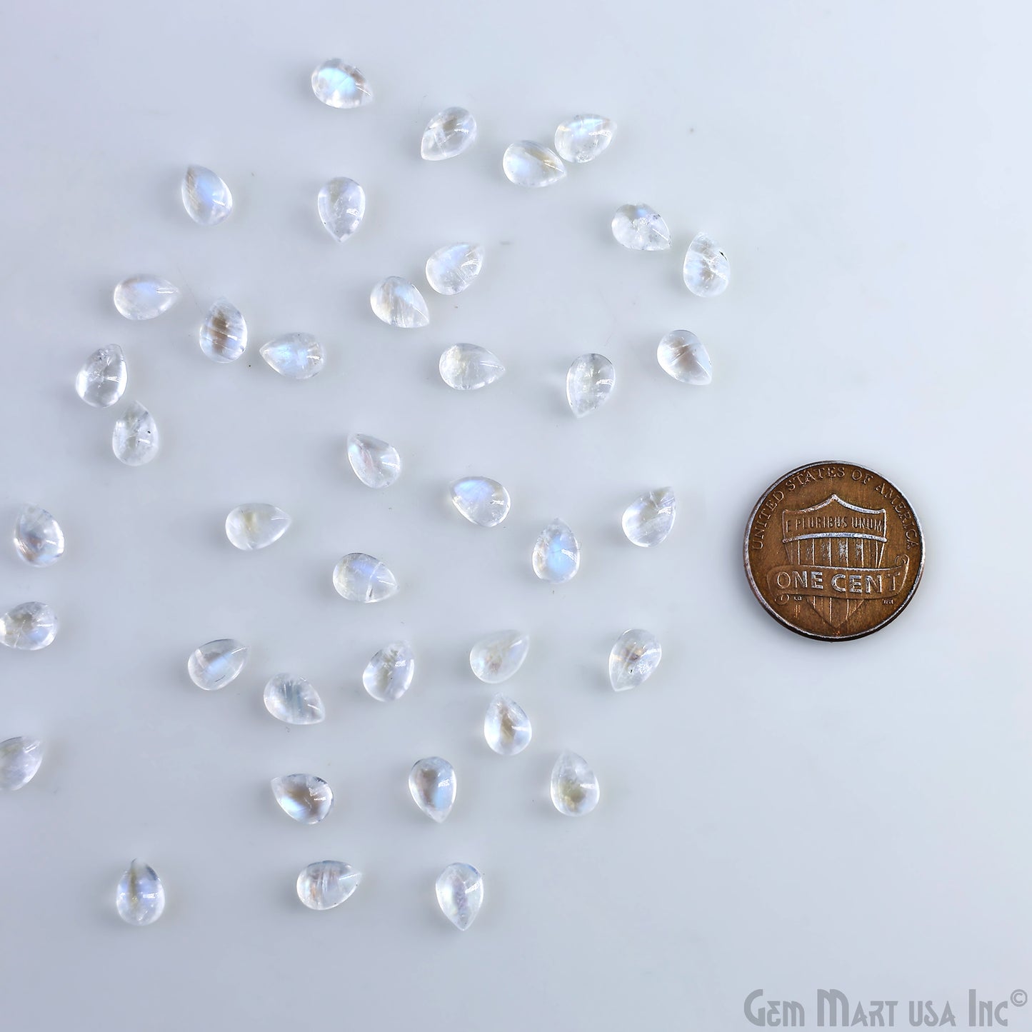 Rainbow Moonstone Wholesale Gemstones, 100% Natural Semi-Precious Gems, Rainbow Cabochons Loose Gems, 5x7mm, Pear, 5 Carats