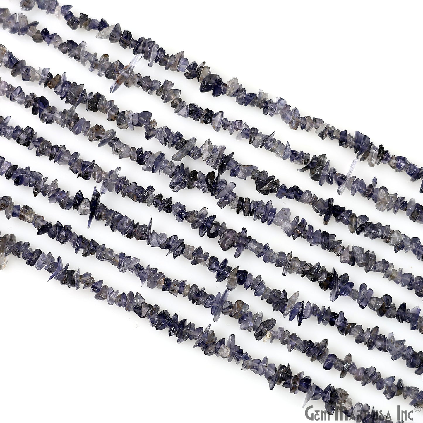 Iolite Chip Beads, 34 Inch, Natural Chip Strands, Drilled Strung Nugget Beads, 3-7mm, Polished, GemMartUSA (CHIO-70001)