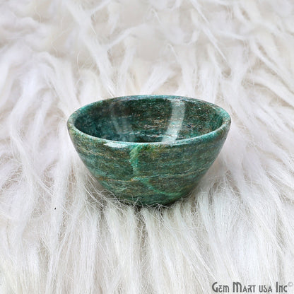 Natural Green Jasper Mini Carved Gemstone Bowl Cup 2 inch