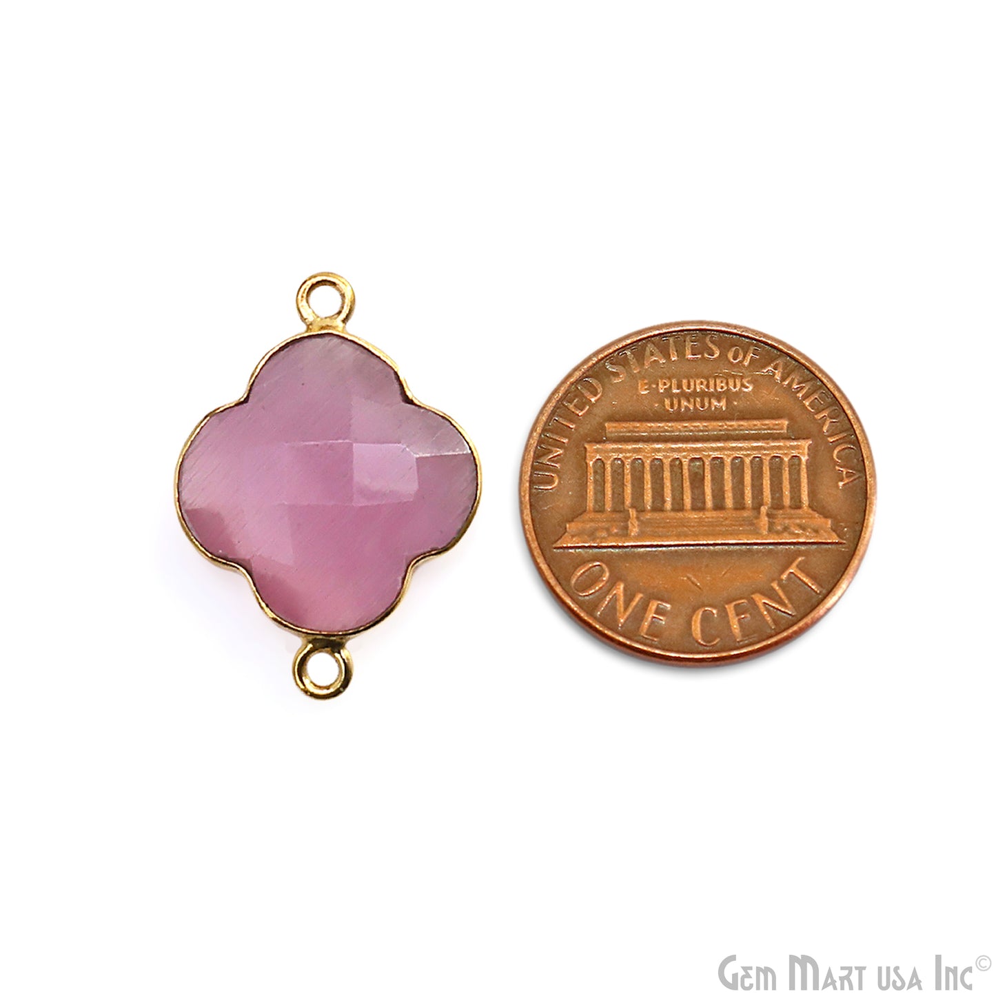 Clover 16x22mm Double Bail Gold Bezel Gemstone Connector